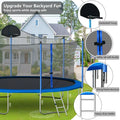 Segmart Kids Trampoline 14 FT with Basketball Hoop & Safety Enclosure Net, Outdoor Graden Round Recreational Trampoline with Ladder and Zipper, Protective net Pole, Blue, S5947