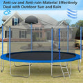 Segmart Kids Trampoline 14 FT with Basketball Hoop & Safety Enclosure Net, Outdoor Graden Round Recreational Trampoline with Ladder and Zipper, Protective net Pole, Blue, S5947