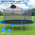 Segmart Kids Trampoline 14 FT with Basketball Hoop & Safety Enclosure Net, Outdoor Graden Round Recreational Trampoline with Ladder and Zipper, Protective net Pole, Blue, S5947