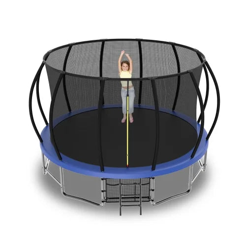 15FT Trampoline with Net, Adult Trampoline Outdoor, Recreational Trampolines with Enclosure Net and Ladder, Anti-Rust Trampolines for Kids, Heavy Duty Trampolines for Backyard Garden