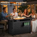 SEGMART 43'' Propane Fire Pit, 60,000 BTU Auto-Ignition Gas Fire Pit Table, Outdoor Fire Tables with Lid and Tempered Glass Wind Guard for Outside, Garden, Backyard