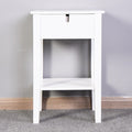 Bathroom Storage Table, 2021 Upgraded Bedroom Night Table with Drawer, Elegance Wood Pantry End Table with Open Shelf, White Sturdy Bedroom Furniture Table for Home Bedside Kitchen, White, S9309