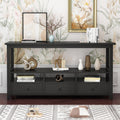 57.9" 3-Tier Vintage Console Table with 3 Drawers, Buffet Sideboard Hallway Foyer Table with Storage Shelves, Narrow Long Sofa Entryway Table for Living Room, Kitchen Counter, Black