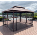 13'x10' Patio Gazebo with Mosquito Nettings, SEGMART Outdoor Shelter Tent with Metal Steel Frame, Heavy Duty Canopy Gazebo with Double Vented Roofs for Backyard, Patio, Garden, Lawn, Deck, Brown
