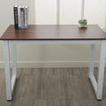 Modern Simple Computer Table for Office furniture, 43" Large Students Study Writing Desk with MDF Tabletop Board and Brown Iron Frame, Easy to Assemble, Computer Table for Waiting Room, 500lbs, S5769