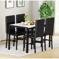 Kitchen Dining Table Set for 4, Home Kitchen Table with Marble Tabletop and 4 PU Leather Chairs, Metal Frame Pub Table Set, Dinette Set for Family Gathering & Dining - Easy to Assemble, K4072