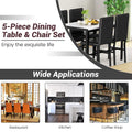 Kitchen Dining Table Set for 4, Home Kitchen Table with Marble Tabletop and 4 PU Leather Chairs, Metal Frame Pub Table Set, Dinette Set for Family Gathering & Dining - Easy to Assemble, K4072