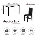 Kitchen Dining Table Set for 4, Home Kitchen Table with Marble Tabletop and 4 PU Leather Chairs, Metal Frame Pub Table Set, Dinette Set for Family Gathering & Dining - Easy to Assemble, K4072