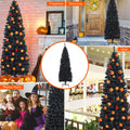 7.5FT Artificial Christmas Tree, Black Artificial Tree for Halloween, Black Xmas Pine Tree with 840 PVC Branch Tips, Halloween Xmas Tree with Stand for Unique Party Decor, B6062