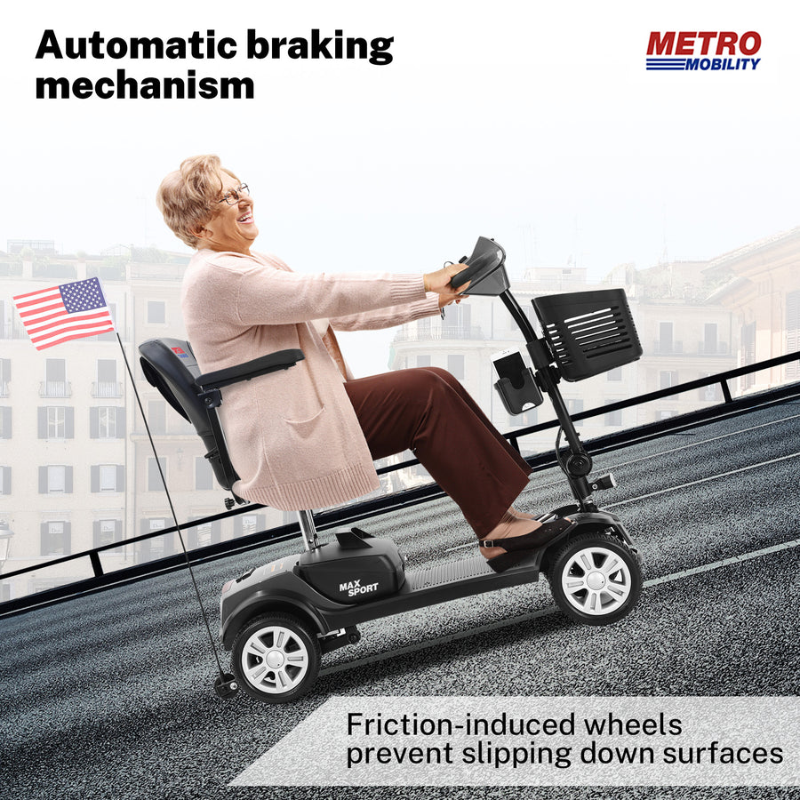 Electric Mobility Scooter, Outdoor Compact Motorized Scooter with 2 in 1 Cup & Phone Holder, Heavy Duty Power Scooter for Seniors, Easy Assembly, 300lbs, Grey, SS1948