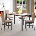 5 Piece Kitchen Dining Table and Chair Set, Dining Room Table Set with Faux Marble Table PU Leather Padded Chairs, Rectangle Dining Table Set for 4, Dinette Set for Kitchen Dining Room Small Space