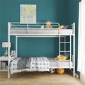 Bunk Bed Twin over Twin, SEGMART Metal Twin over Twin Bunk Bed Frame, Kids Bunk Beds for Small Rooms, Solid Metal Bunk Beds for Kids/Adults, with Ladder/Safety Rail, No Box Spring Needed, White, H1364