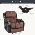 Leather Massage Recliner Chair, Modern Electric Power Rocker with Heated Massage, Ergonomic Lounge Chair, SEGMART Single Sofa Seat with Drink Holders for Living Room, Black and Brown