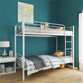 Bunk Bed Twin over Twin, SEGMART Metal Twin over Twin Bunk Bed Frame, Kids Bunk Beds for Small Rooms, Solid Metal Bunk Beds for Kids/Adults, with Ladder/Safety Rail, No Box Spring Needed, White, H1364