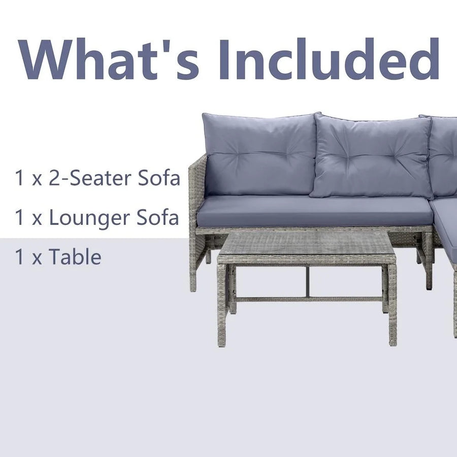 4 Piece Patio Furniture Set, All-Weather Outdoor Sectional Sofa Set, PE Rattan Conversation Set with Storage Box, Table & Cushions, Wicker Furniture Couch Set for Patio Deck Garden Poolside Yard, B862
