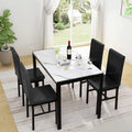 SEGMART Kitchen Dining Table Set for 4, Home Kitchen Table with Marble Tabletop and 4 PU Leather Chairs, Metal Frame Pub Table Set, Dinette Set for Family Gathering & Dining - Easy to Assemble