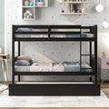 SEGMART Gray Full over Full Bunk Bed with Trundle, Solid Wood Full Bunk Bed with Ladder, Full Size Detachable Bunk Bed Frame for Kids, Boys, Girls, Teens, No Box Spring Needed, LLL1476