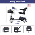 Outdoor Motorized Mobility Scooter for Senior, Heavy Duty Electric Scooters with 4 Wheel, Sliding Swivel Seat with Flip-Up Armrests, 2 in 1 Cup & Phone Holder, 300lbs, Blue, SS1939