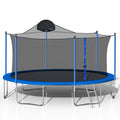 14FT Outdoor Trampoline for Kids, New Upgraded 14' Outdoor Trampoline with Safety Enclosure Net, Basketball Hoop and Ladder, Heavy-Duty Round Trampoline for Indoor or Outdoor Backyard, L
