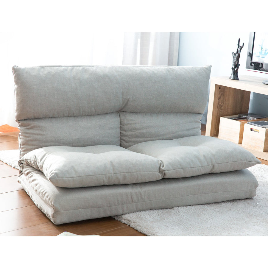 Floor Sofa Bed, Foldable Double Chaise Lounge Sofa Chair with Two Pillows, Adjustable Floor Couch and Sofa for Living Room and Bedroom, Lazy Sofa Floor Chair for Gaming, Sleeper and Reading, L2791