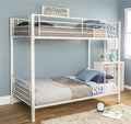 Bunk Bed Twin over Twin, SEGMART Metal Twin over Twin Bunk Bed Frame, Kids Bunk Beds for Small Rooms, Solid Metal Bunk Beds for Kids/Adults, with Ladder/Safety Rail, No Box Spring Needed, White, H1364