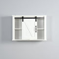 27" Bathroom Wall Cabinet, Sliding Console Cabinets with 2 Shelves Storage, Rustic Wood Accent Console Cabinet, White, S9998