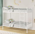 Bunk Bed Twin over Twin, SEGMART Metal Twin over Twin Bunk Bed Frame, Kids Bunk Beds for Small Rooms, Solid Metal Bunk Beds for Kids/Adults, with Ladder/Safety Rail, No Box Spring Needed, White, H1364