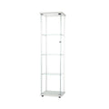 Wine Display Cabinet, Modern Curio Cabinet with 4-Tier Glass Shelving, Tall Floor Standing Bookcase for Living Room Bedroom Office, Office Buffet and Hutch for Display Photos, Books, White, SS574