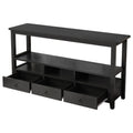 57.9" 3-Tier Vintage Console Table with 3 Drawers, Buffet Sideboard Hallway Foyer Table with Storage Shelves, Narrow Long Sofa Entryway Table for Living Room, Kitchen Counter, Black
