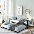 Daybed with Trundle Bed Twin Size, SEGMART Metal Trundle Bed Frame Twin Daybed Frame, Twin Daybed with Metal Slat Support, Daybed for Bedroom Guest Room, No Box Spring Needed, Black