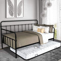 Daybed with Trundle Bed Twin Size, SEGMART Metal Trundle Bed Frame Twin Daybed Frame, Twin Daybed with Metal Slat Support, Daybed for Bedroom Guest Room, No Box Spring Needed, Black