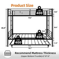 Twin Over Twin Bunk Bed with Trundle, Metal Twin Bed with Safety Guard Rail and Ladders, Space-Saving Design Sleeping Bedroom Bunk Bed for Boys, Girls, Kids, Young Teens and Adults, Easy Assembly, B20