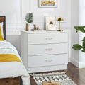 White Dresser, Heavy Duty 3-Drawer Wood Chest of Drawers, Modern Storage Bedroom Chest for Kids Room, Vertical Storage Cabinet with Metal Handles for Bathroom, Closet, Entryway, Hallway, Nursery,L2014