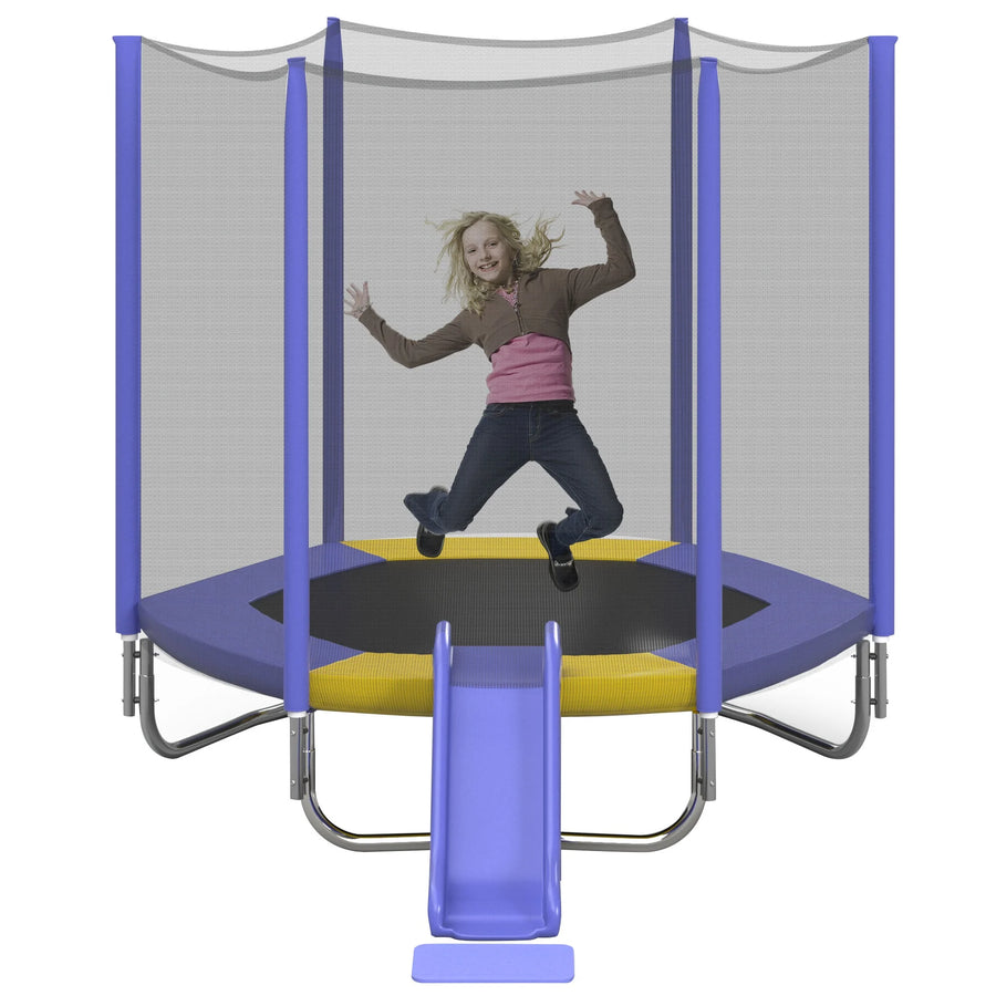 7FT Trampoline for Kids with Safety Enclosure Net, SEGMART Toddler Trampoline with Removable Slide, Upgrade Recreational Trampoline with Jumping Mat for Indoor Outdoor Backyard, Green