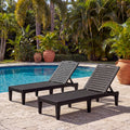 Patio Lounge Chair Set of 2, Adjustable Chaise with Side Table, Outdoor Lounger Recliner for Poolside, Patio, Backyard, Wood Texture Design | Waterproof | Easy to Assemble | Max Weight 330 lbs White