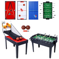 43'' 5-in-1 Multi Game Table for Adults Kids, SEGMART Upgraded Combination Game Table Set for Game Room, Home, Family, Pool Table with Basketball, Billiards, Ping Pong, Push Hockey, Foosball, Brown