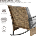 3 PCS Rocking Bistro Set, Outdoor Patio Porch Furniture Sectional Chairs with Tea Table, PE Rattan Patio Furniture Conversation Set for Lawn Pool Courtyard Garden Balcony