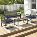 Patio Sofa Set, 4 Pieces Outdoor Sectional Furniture, All-Weather PE Rattan Wicker Patio Conversation Set, Cushioned Sofa Set with Coffee Table for Patio Garden Poolside Deck