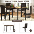 Kitchen Dining Table Set, Metal Kitchen Table Sets with 4 Chairs, Faux Marble Rectangular Breakfast Table w/Metal Legs & Black Finish Frame, Dining Table Sets for an Apartment Breakfast, S12528