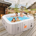 4-6 Person Outdoor Portable Inflatable Heated Hot Tub with 130 Bubble Jets, Square Inflatable Heated Pool Spa with Insulated Cover, Insulated Cover and Carry Bag