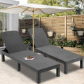 Patio Lounge Chair Set of 2, Adjustable Chaise with Side Table, Outdoor Lounger Recliner for Poolside, Patio, Backyard, Wood Texture Design | Waterproof | Easy to Assemble | Max Weight 330 lbs White
