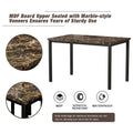 Kitchen Dining Table Set, Metal Kitchen Table Sets with 4 Chairs, Faux Marble Rectangular Breakfast Table w/Metal Legs & Black Finish Frame, Dining Table Sets for an Apartment Breakfast, S12528