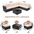 7 Piece Rattan Sectional Sofa Set, Outdoor Conversation Set, All-Weather Wicker Sectional Seating Group with Cushions & Coffee Table, Morden Furniture Couch Set for Patio Deck Garden Pool, B31