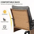 SEGMART 3 PCS Patio Swivel Rocker Set, PE Rattan Swivel Bistro Table Set, Outdoor Conversation Set with Glass Tabletop and Cushions for Balcony Patio Deck Poolside