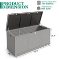 130 Gallon Outdoor Storage Box, Multi-function Deck Box for Organization & Storage, And As a Bench