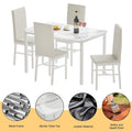 5 Piece Dining Table Sets, Metal Dinette Set Faux Marble Rectangular Breakfast Table with Metal Legs & White Finish Frame, Dining Table and Chairs for an Apartment or Breakfast Nook, White, S12514