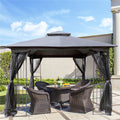 SEGMART Gazebo with Netting, Outdoor Patio Gazebo with Screen, Canopy Tent Sun Shelter Gazebo Tent Screen House, Gazebo With Double Roof for Outside Yard Deck, Screened, 10, Multi-Color