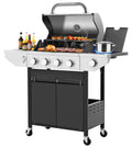 SEGMART 4 Burner Propane Gas Grill with Side Burner, Stainless Steel 38,200 BTU Outdoor Cooking BBQ Grill with Lid, Wheels, Shelves and Bottle Opener for Outdoor Cooking Picnic