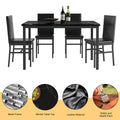 SEGMART Kitchen Dining Table Set for 4, Home Kitchen Table with Marble Tabletop and 4 PU Leather Chairs, Metal Frame Pub Table Set, Dinette Set for Family Gathering & Dining - Easy to Assemble