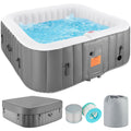 4-6 Person Outdoor Portable Inflatable Heated Hot Tub with 130 Bubble Jets, Square Inflatable Heated Pool Spa with Insulated Cover, Insulated Cover and Carry Bag